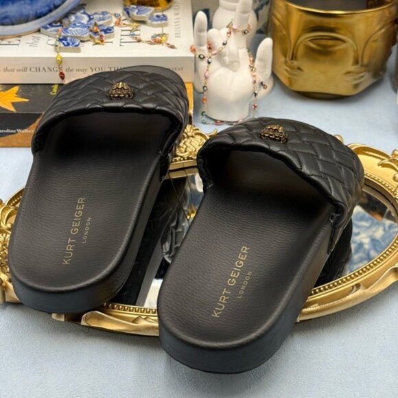 🆕 KURT GEIGER LONDON 🧿 NWOT Meena Eagle Slide, Quilted Black - Sz EU 41 US 10 - Picture 9 of 15